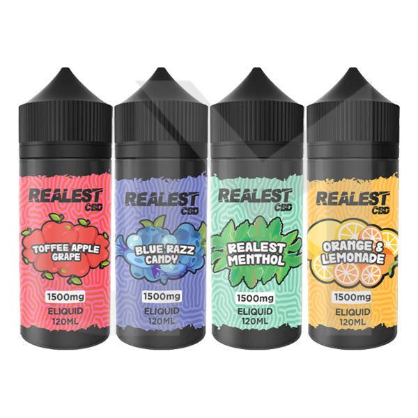 RealestCBD1500mg100mlFront.jpg Realest CBD 1500mg Broad Spectrum CBD E-Liquid 120ml (BUY 1 GET 1 FREE) - Image 1