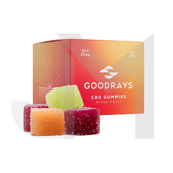 wmcopy-goodraysfruitgummies750g.png Goodrays 750mg CBD Mixed Fruit Gummies - 30 Pieces - Image 1
