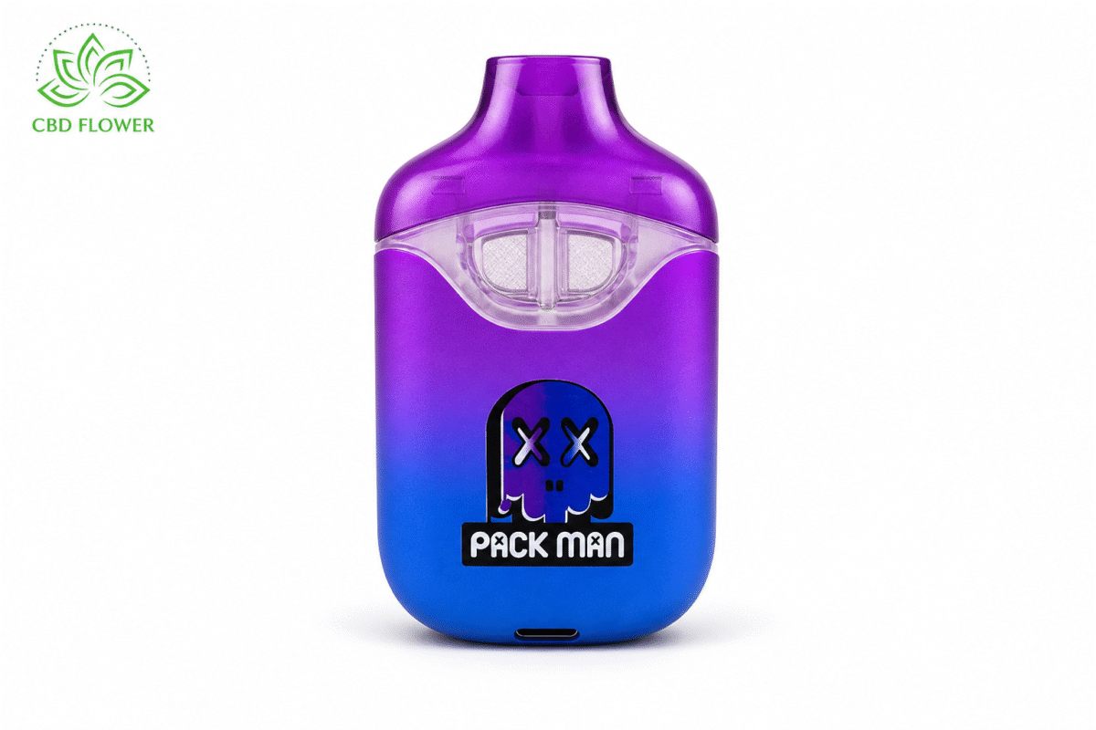 Pack Man HHCP vape UK 1ml dual-chamber rechargeable CBD Flower